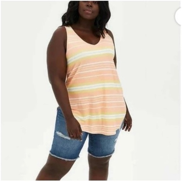 torrid Tops - Torrid Super Soft Striped Orange Sleeveless Tank Top Size 4X